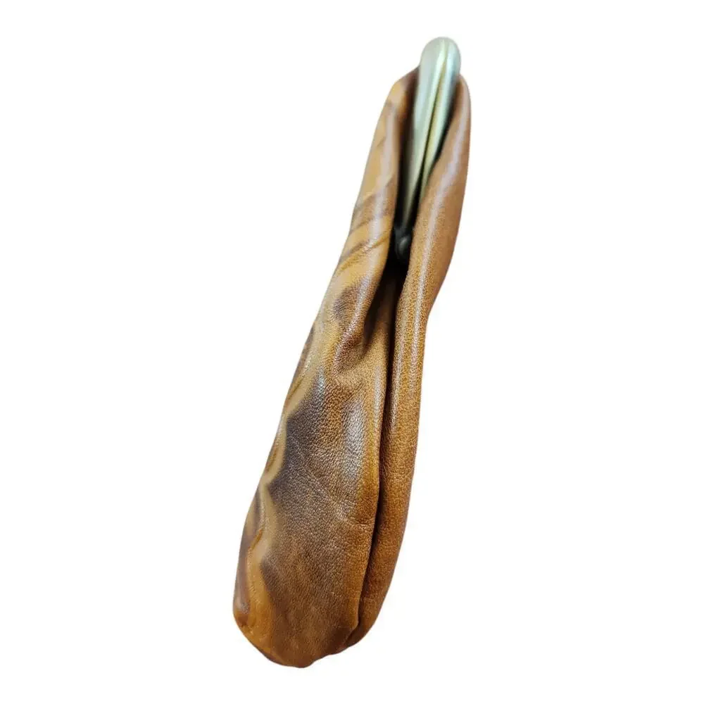 Patricia Nash Savena tooled brown leather clutch kisslock wallet missing strap
